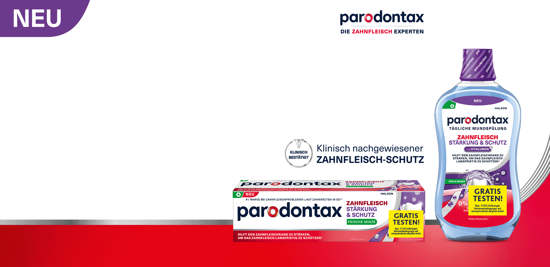 Aktionsbild mit zwei Aktions-Zahnbürsten von Dr.Best. Ein Störer mit der Aufschrift „Testen, Bewerten, Geld zurück. Maximal 28000 Einlösungen“